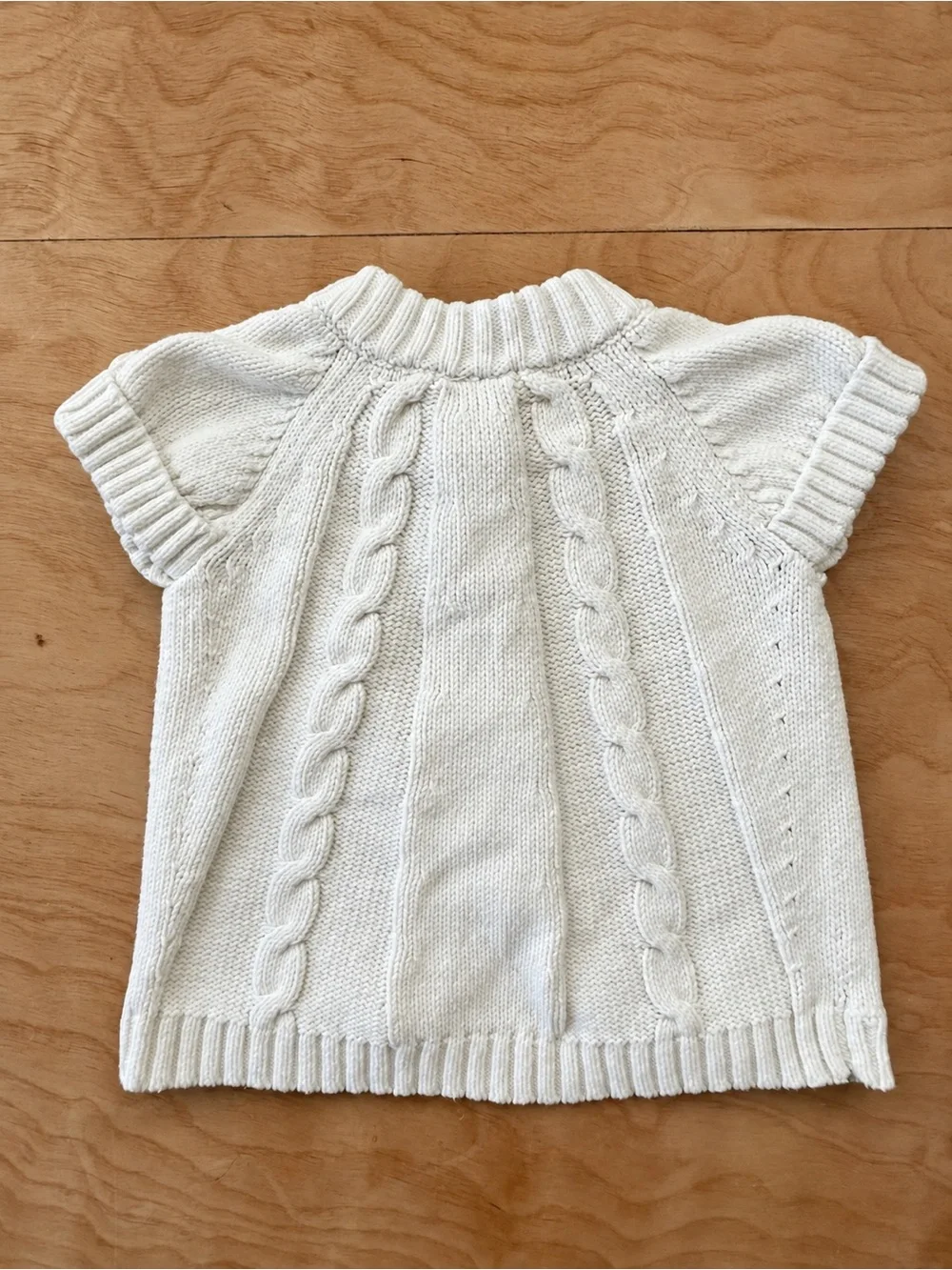 Vintage Gymboree 18-24M Ivory Cable Knit Short Sleeve Cardigan Sweater Cotton